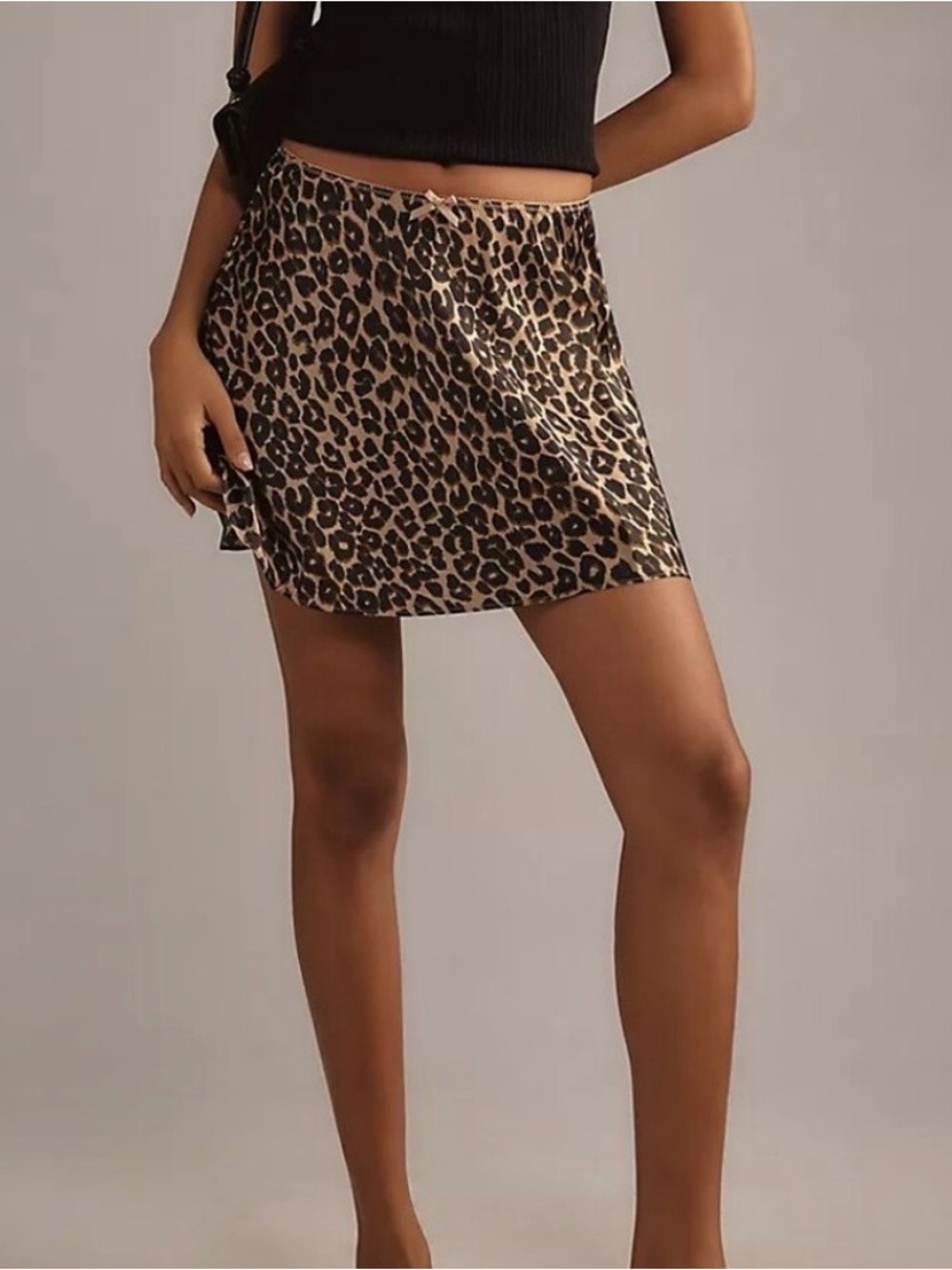Reformation Edda 100% Silk Leopard Mini Skirt M Bow A-line Pull On Animal Print - Picture 2 of 10